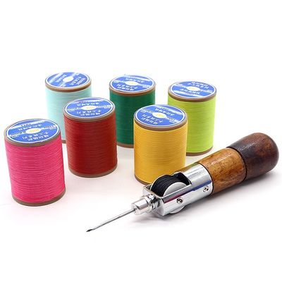 Polyester fil de cire plat de 0,8 mm pour la couture à la main en cuir bricolage petit fil manuel en rouleau