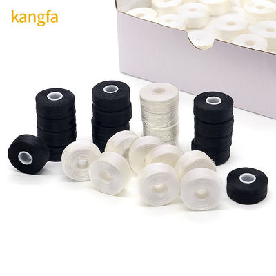 75D/2 100% polyester bobines pré-enroulées fils haute ténacité 144pcs/boîte L type côté blanc