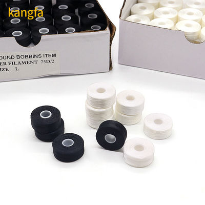 Kangfa 100% Polyester Blanc 75d/2 144pcs/boîte Taille L Polyester Pré-enroulement Bobbin fil Pour la broderie