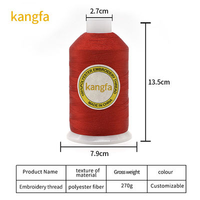 270g 10000Y fil de broderie en polyester à gros cônes personnalisé pour machine à broderie 120D/2