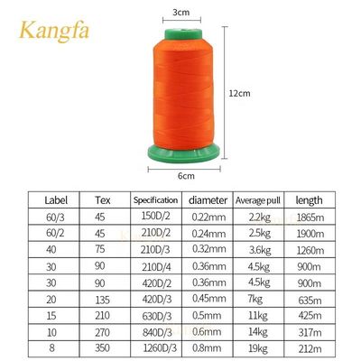 240 Options de couleur Fil de couture en polyester Tex135 à haute ténacité pour la couture en cuir