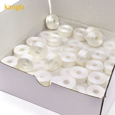 144pcs/boîte L type côté moins Blanc 75D/2 100% Polyester Bobbins pré-enroulés fils pour chaussures