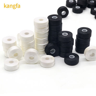 144pcs/boîte L type côté moins Blanc 75D/2 100% Polyester Bobbins pré-enroulés fils pour chaussures