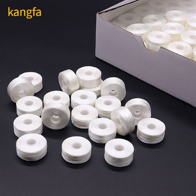 144pcs/boîte L type côté moins Blanc 75D/2 100% Polyester Bobbins pré-enroulés fils pour chaussures