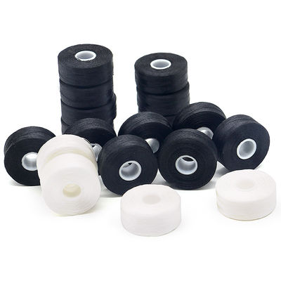 144 pièces par boîte Blanc/Noir 75D/2 100% Polyester Pré-enroulement Bobbins fils pour Boho Kangfa