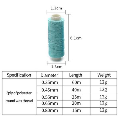 12g 60m fil étiré couture à la main couture fil ciré pour cuir bricolage 80 couleurs sur mesure