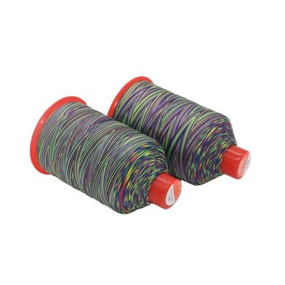 Tex 70 arc-en-ciel multicolore 69 nylon 66 fil de fibres de synthèse avec motif teint et poids de 250 g