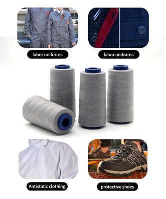 Fil de couture antistatique 40/2 en acier inoxydable et en polyester pour les besoins conducteurs