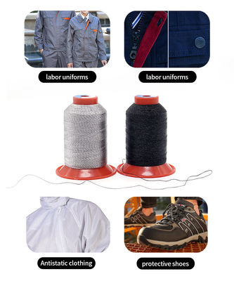 115G Fil de polyester antistatique en fibres métalliques fils conducteurs de vêtements avec fil de spatule