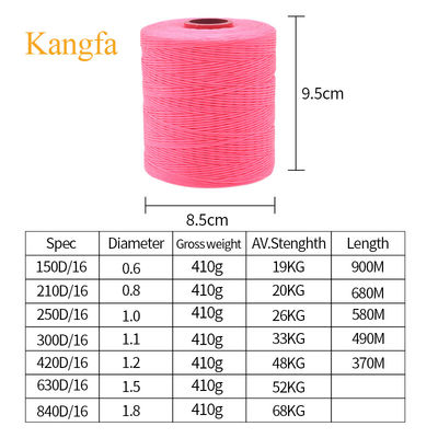 Cordon de cire plate à couleur unique 210D fil de nylon ciré pour coudre le fil de polyester