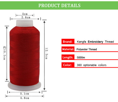100% polyester 120d 2 5000Y fil de broderie à faible rétrécissement OEM ODM accepté