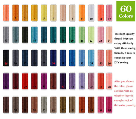 60 couleurs fil de couture en polyester arc-en-ciel pour bricolage